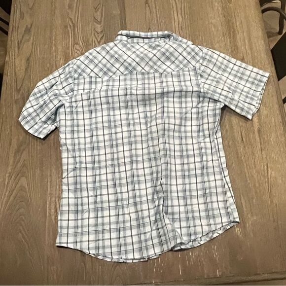 Wrangler Blue Plaid Short Sleeve Button Front Collared Shirt Size L - Picture 4 of 4